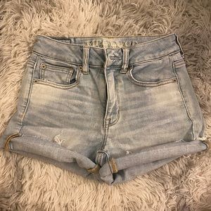 Light wash jean shorts